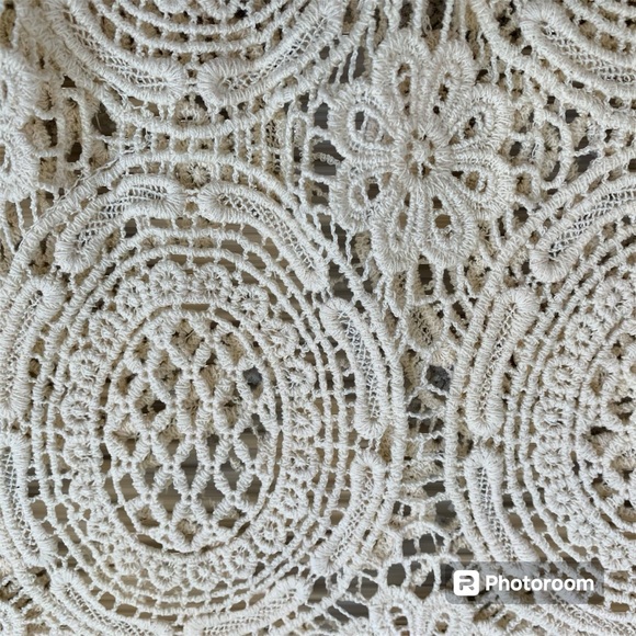 SOLITAIRE Ladies Crochet Lace Top Long Sleeve Ivory Delicate Scoop Neck SIZE L - Picture 6 of 9